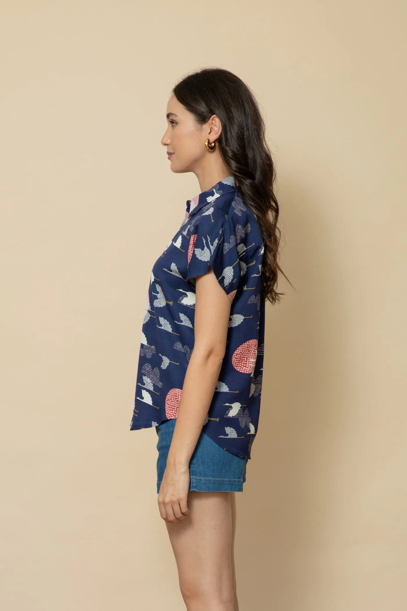 1000 CRANES Capped Sleeve Shirt