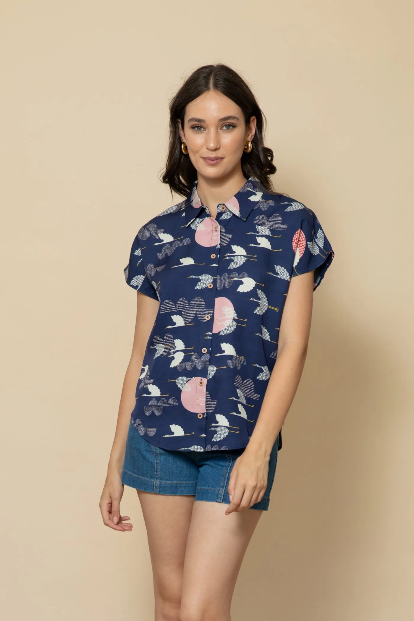 1000 CRANES Capped Sleeve Shirt