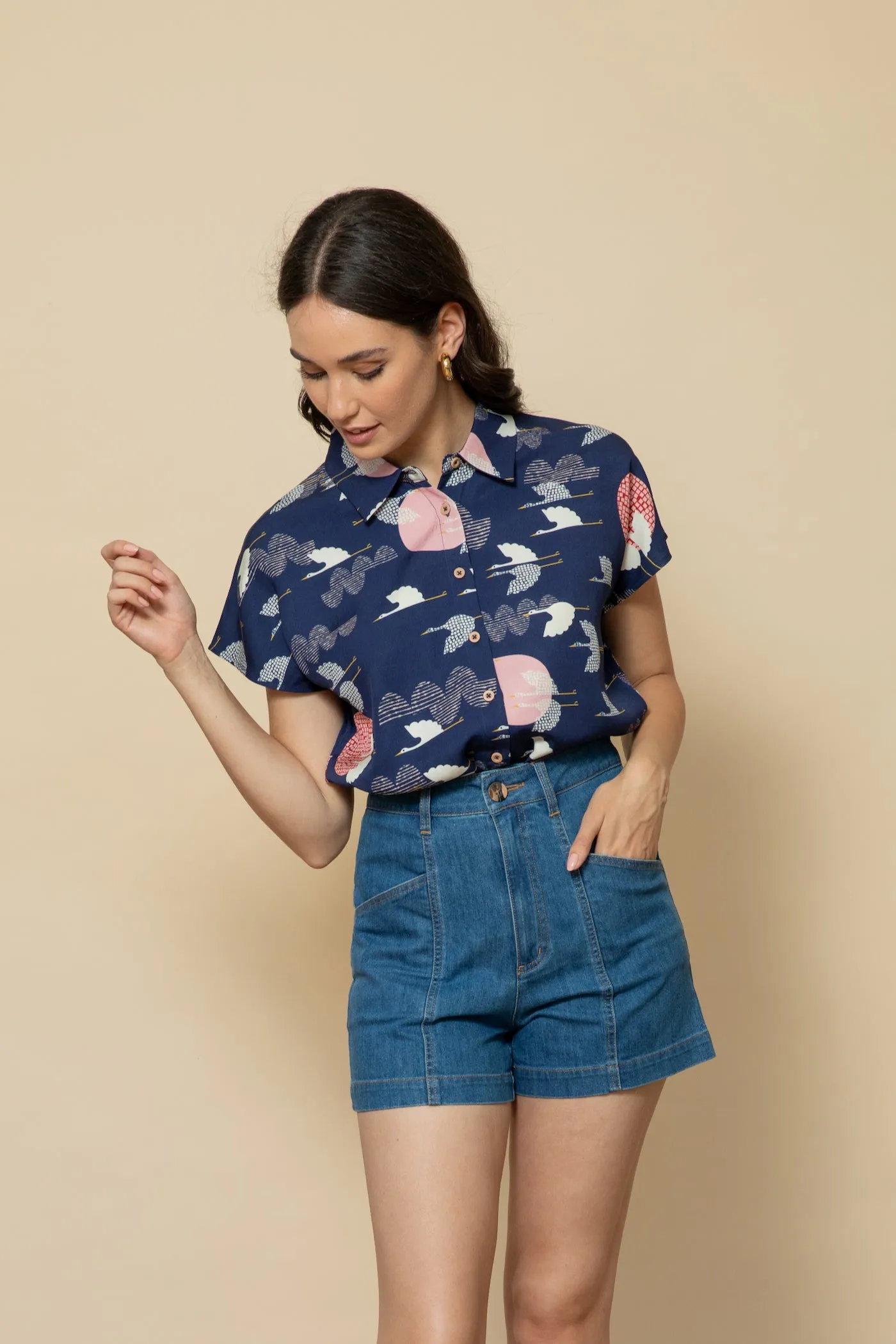 1000 CRANES Capped Sleeve Shirt