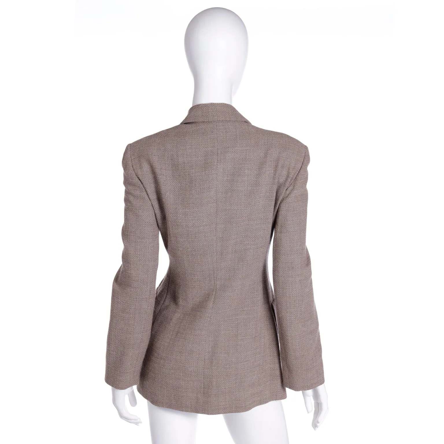 1990s Isaac Mizrahi Brown Tweed Double Breasted Blazer