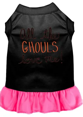 All The Ghouls Screen Print Dog Dress Black With Bright Pink Xxxl (20)