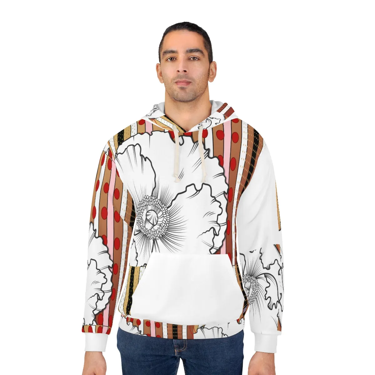 AOP Unisex Pullover Hoodie BLANC FLEUR