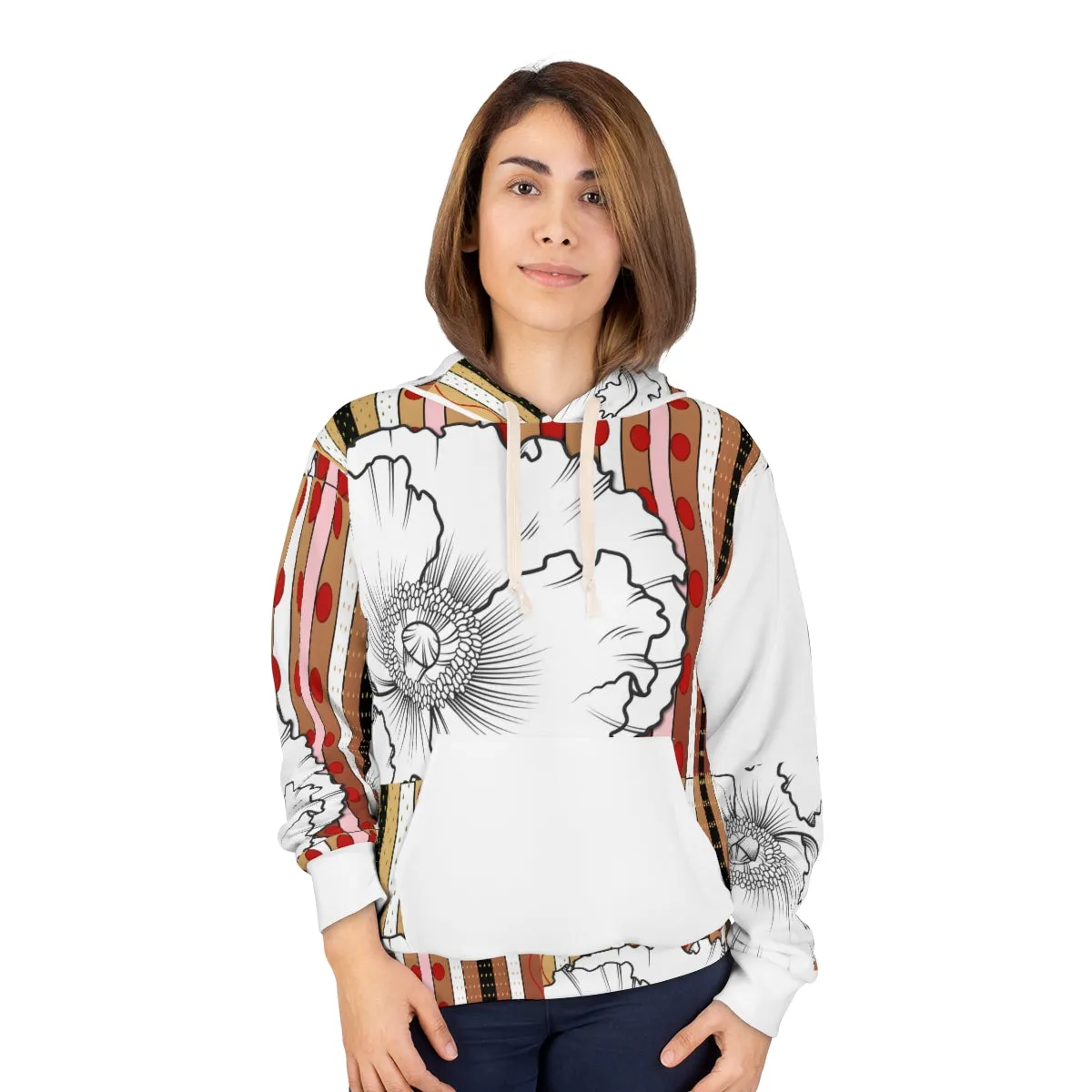 AOP Unisex Pullover Hoodie BLANC FLEUR