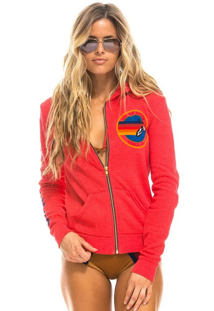 Aviator Nation Neon Zip Logo Hoodie in Neon Red