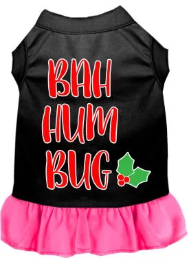 Bah Humbug Screen Print Dog Dress Black With Bright Pink Xl