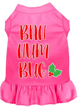 Bah Humbug Screen Print Dog Dress Bright Pink 4x