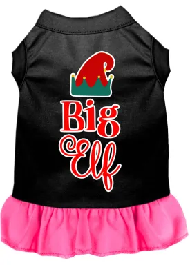 Big Elf Screen Print Dog Dress Black With Bright Pink Lg