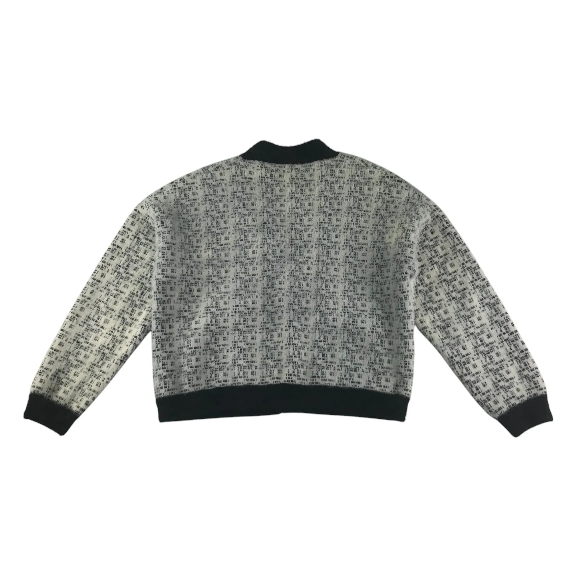 Black Diamond cardigan 13-14 years grey and black fluffy v-neck