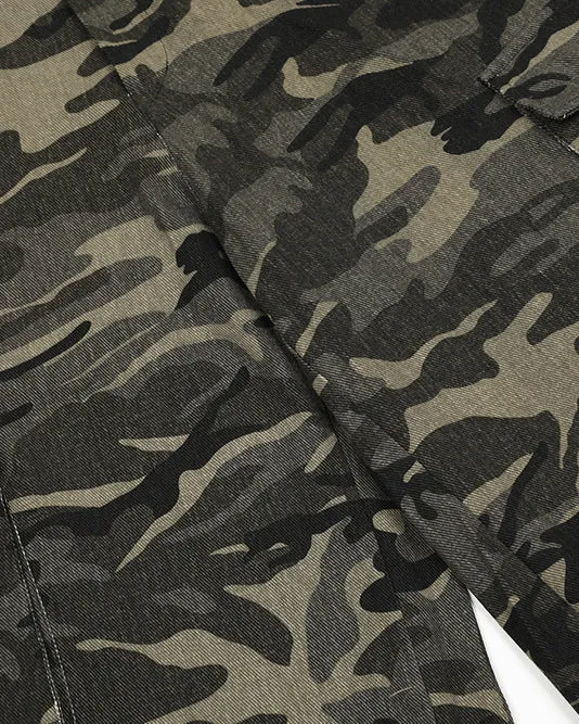 Camouflage Multi-Pocket Cargo Mid-Length Pants