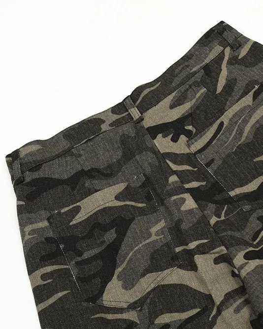 Camouflage Multi-Pocket Cargo Mid-Length Pants