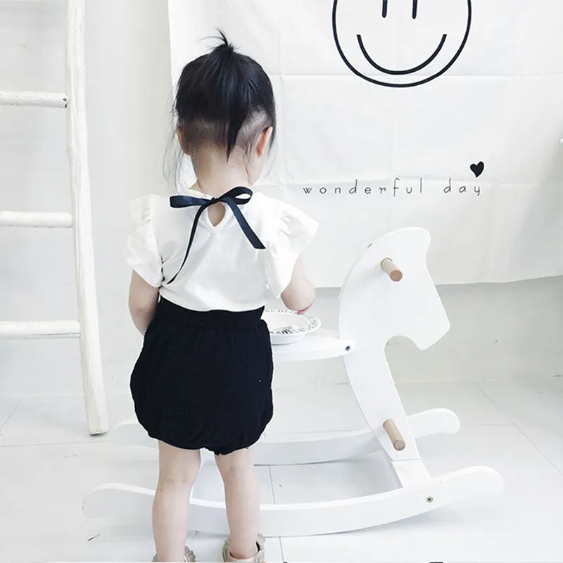 Casual Lovely Girls' O-neck Ruffle Quality T-Shirt For Summer