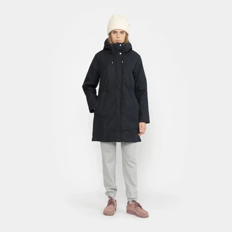Cotton Padded Unisex Knee Length Parka Jacket in Dark Navy