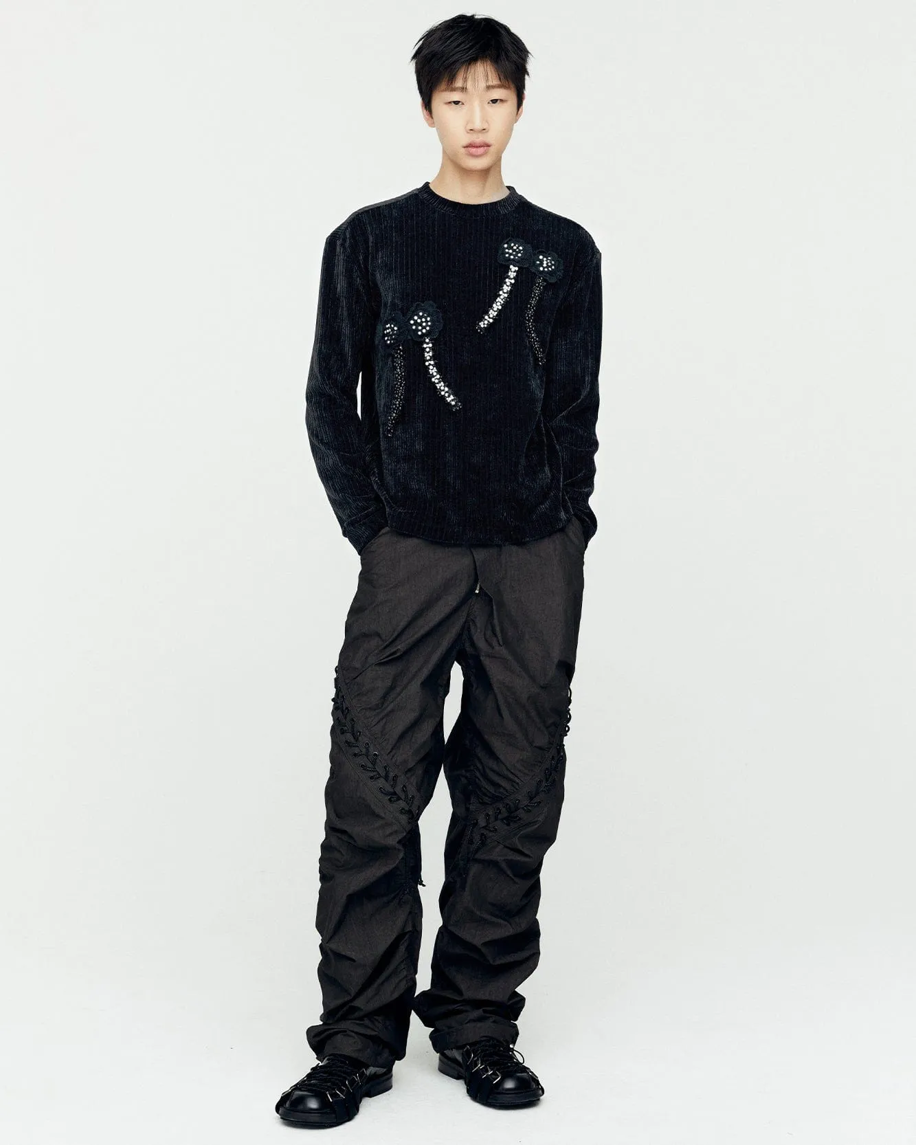 DUA LACE-UP PANTS apa737m(CHARCOAL)
