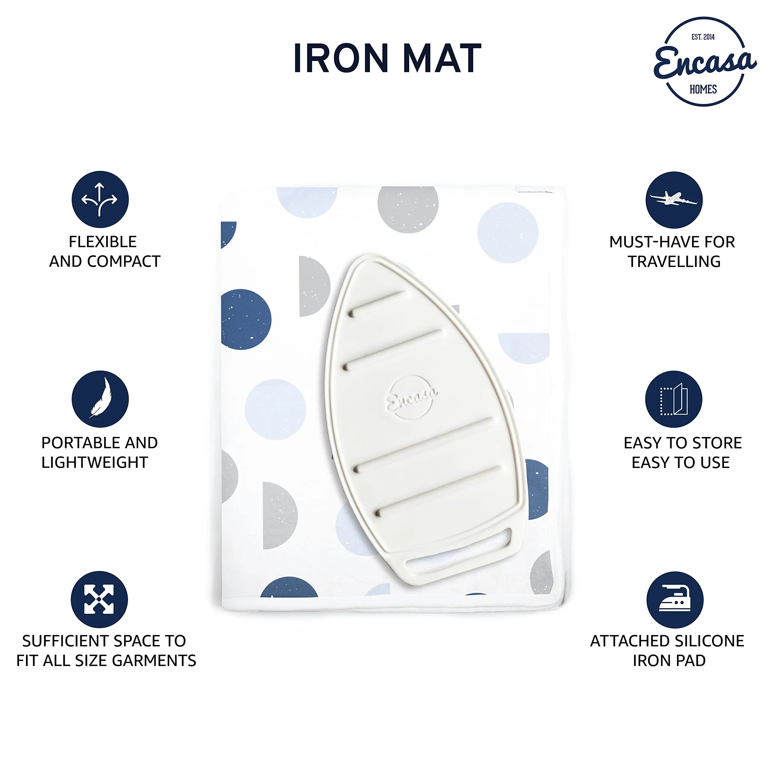 Encasa Homes Ironing Mat (Large 120 x 70 cm) with 3mm Felt Padding, Silicone Iron Rest Protector, Steam Press on Table, Bed, Portable, Heat Reflective, Foldable, Washable, Printed - Big Leaves Green