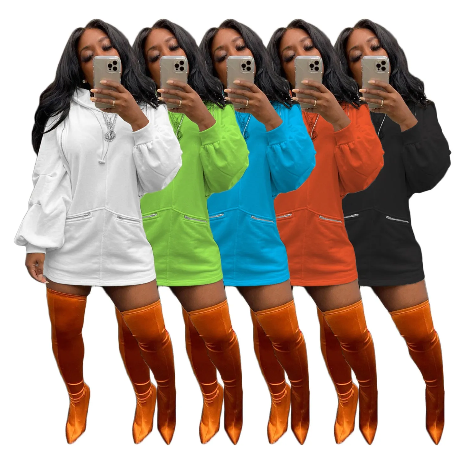 Fashion Zip Solid Color Hoodie（AY2345）