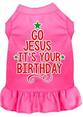 Go Jesus Screen Print Dog Dress Bright Pink Xxl (18)