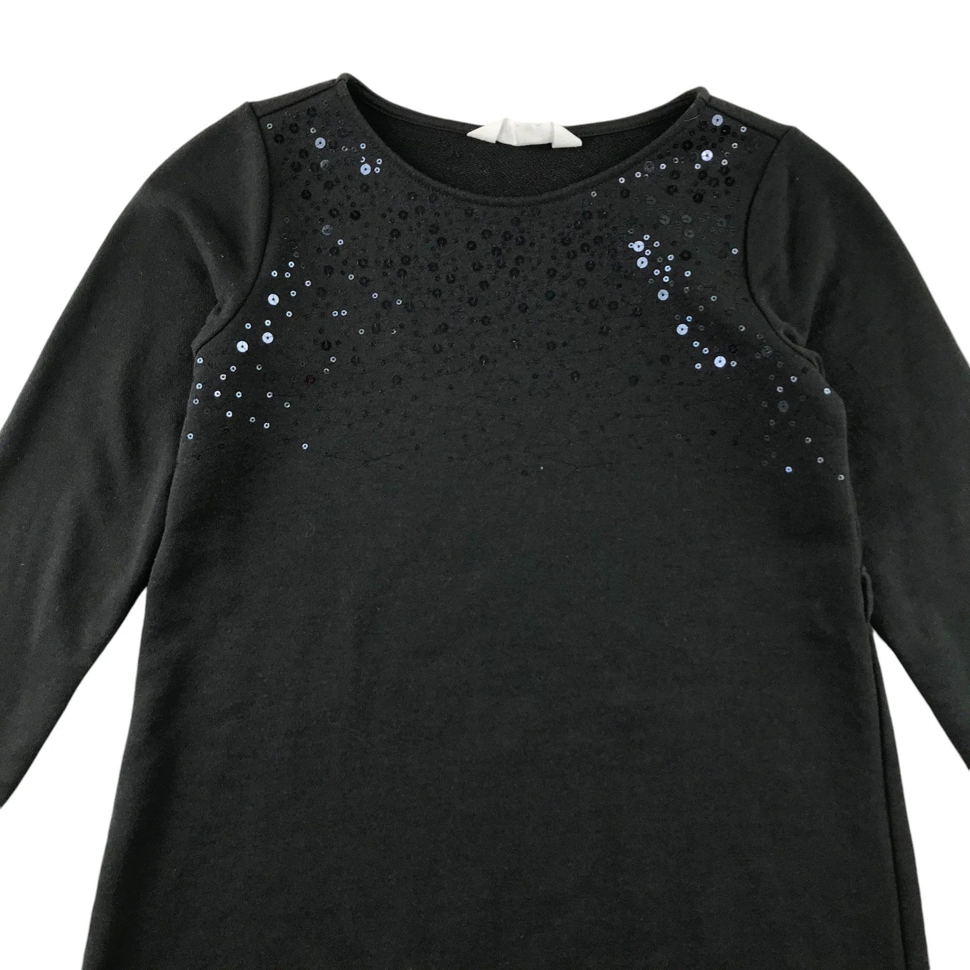 H&M dress 6-8 years charcoal grey long sleeve A-line jersey with sequins