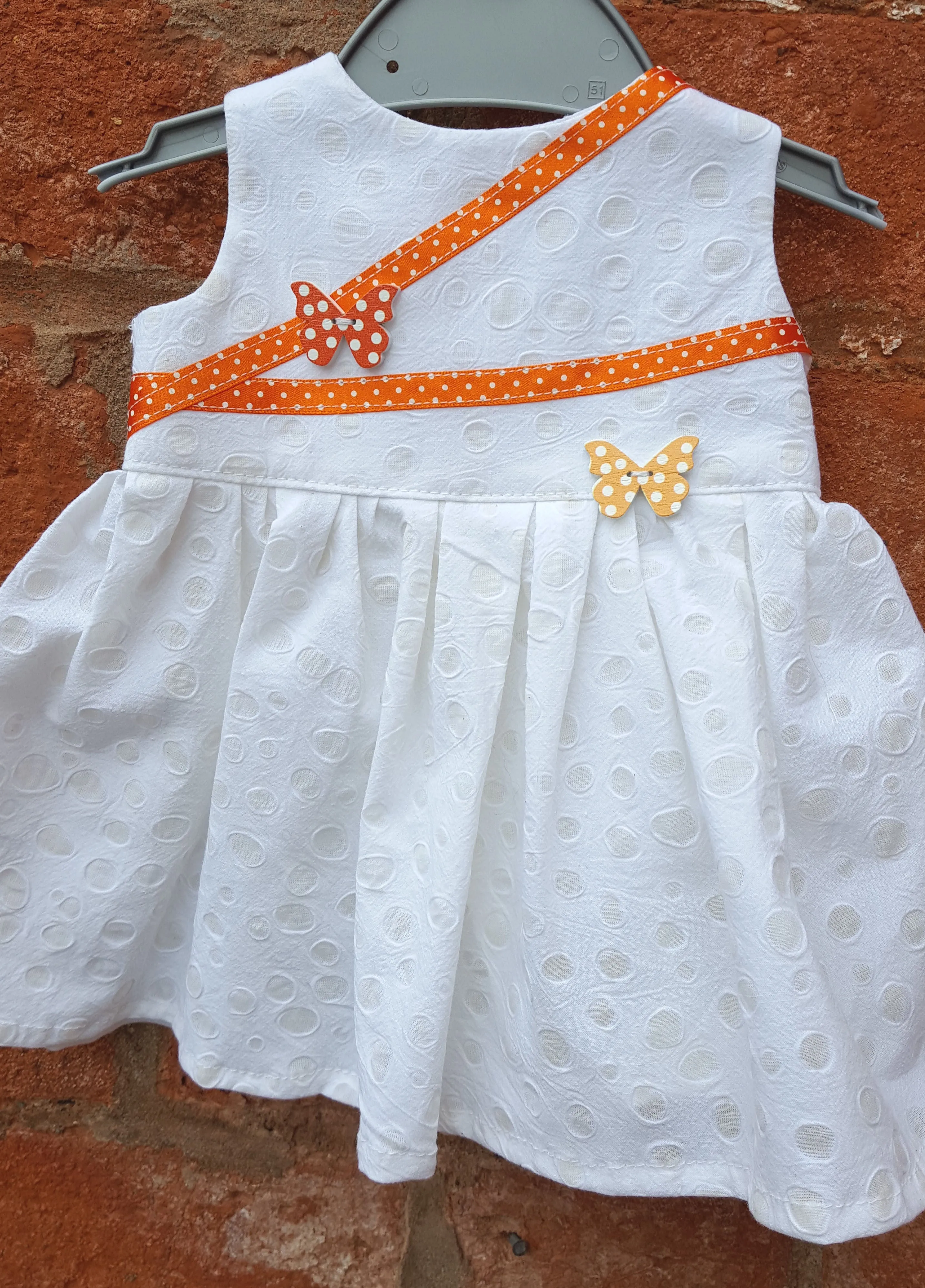 Handmade baby dress suitable for preemie baby of 5lb or reborn doll