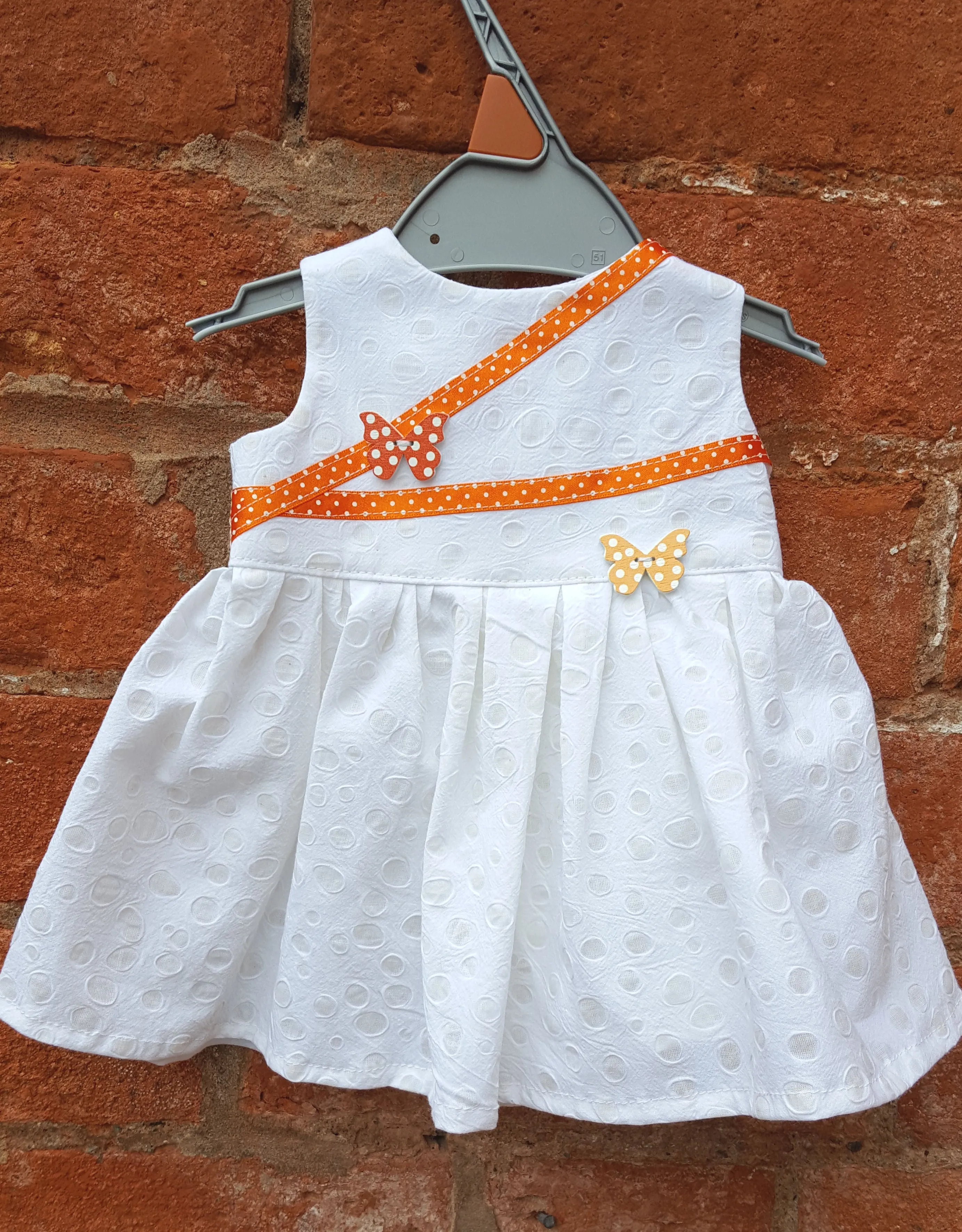 Handmade baby dress suitable for preemie baby of 5lb or reborn doll