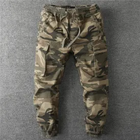Hnzxzm 2024 Spring Men's Camouflage Hiking Pants Casual Camouflage Multi-Pocket Cargo Joggers Trousers Male Work Overalls Pants