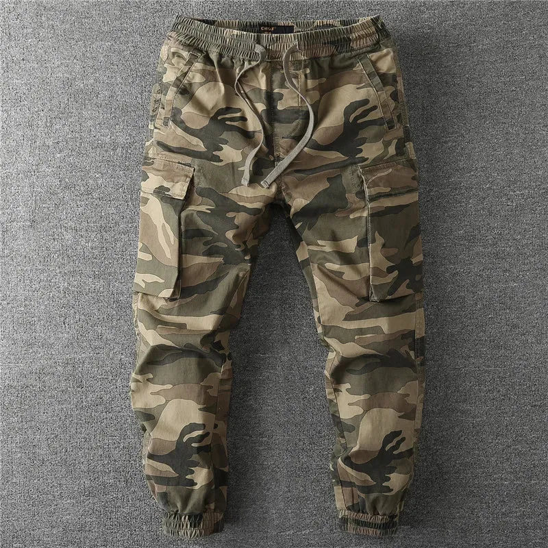 Hnzxzm 2024 Spring Men's Camouflage Hiking Pants Casual Camouflage Multi-Pocket Cargo Joggers Trousers Male Work Overalls Pants