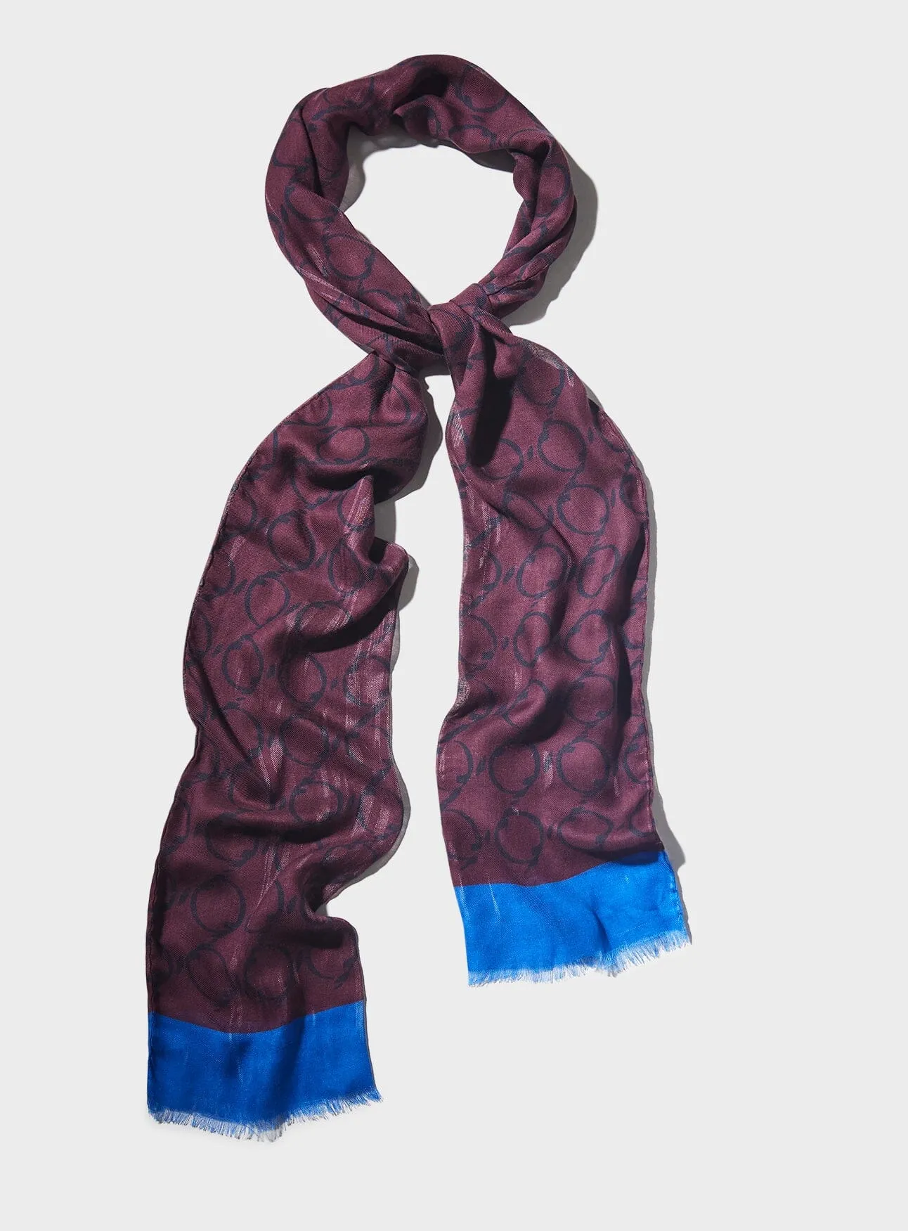 Italian Tencel Biodegradable Burgundy Border Scarf