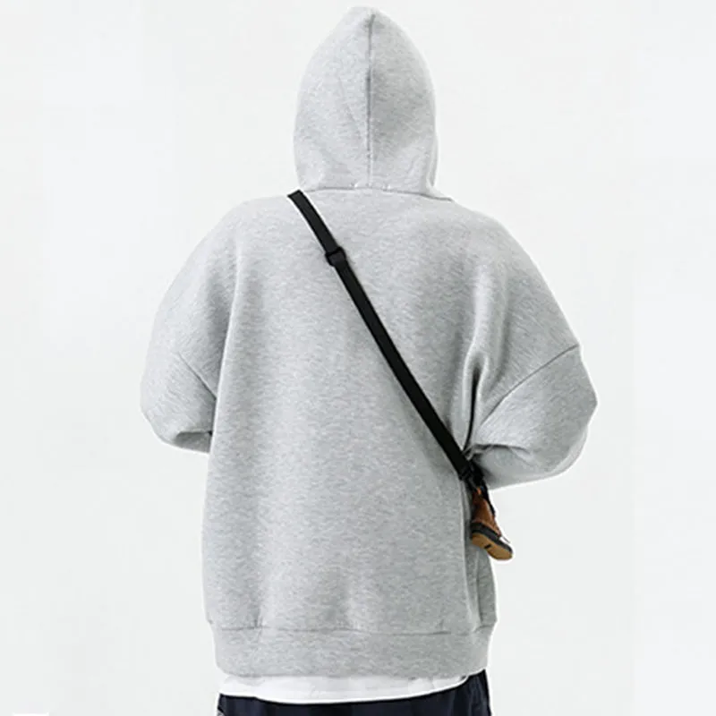 Japanese Retro Casual Solid Color Half Zipper Hoodie