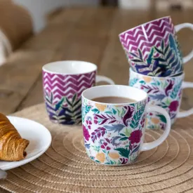 Kitchen Craft Barrel Mug Set Of 4 Exotic Floral