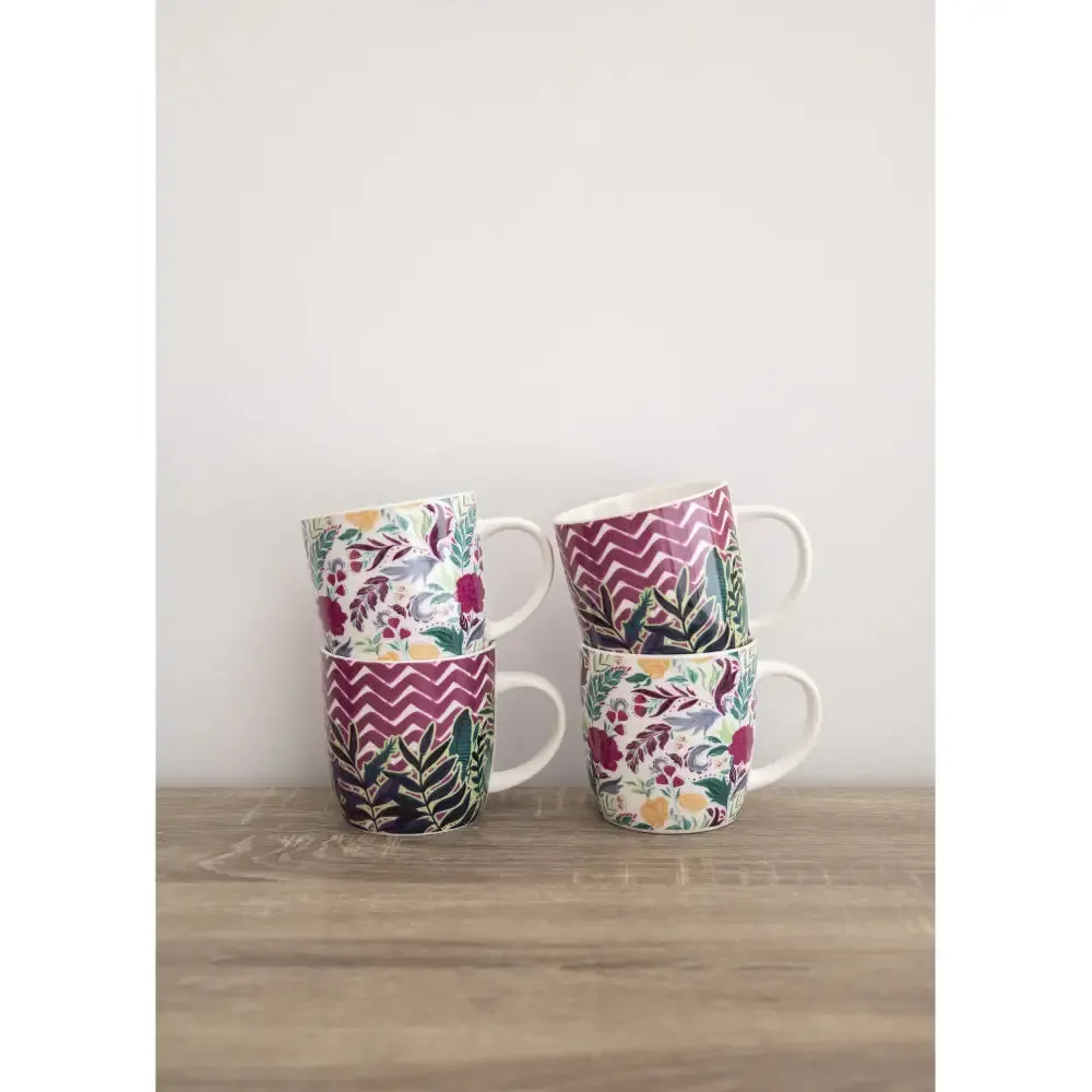 Kitchen Craft Barrel Mug Set Of 4 Exotic Floral