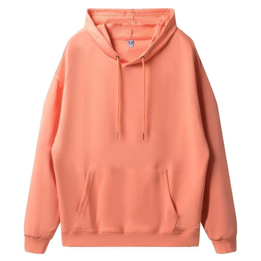 Ladies Solid Color Drawstring Hood Hoodie SKT4722