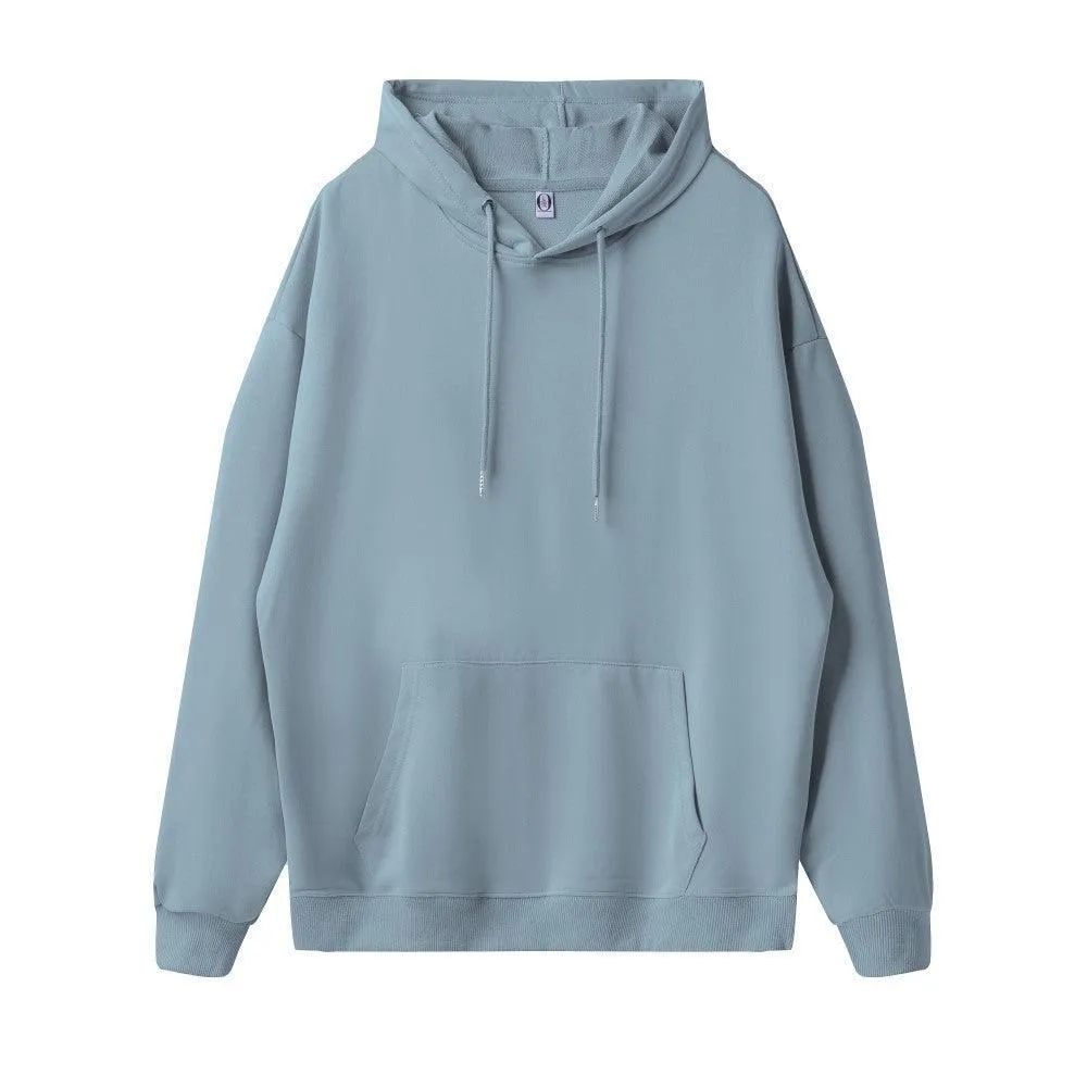 Ladies Solid Color Drawstring Hood Hoodie SKT4722