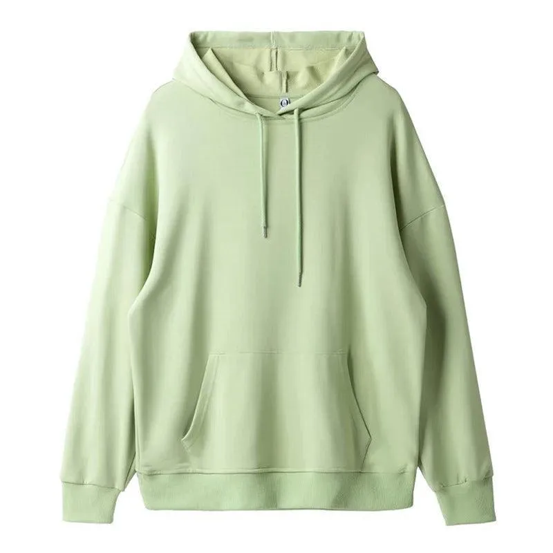 Ladies Solid Color Drawstring Hood Hoodie SKT4722