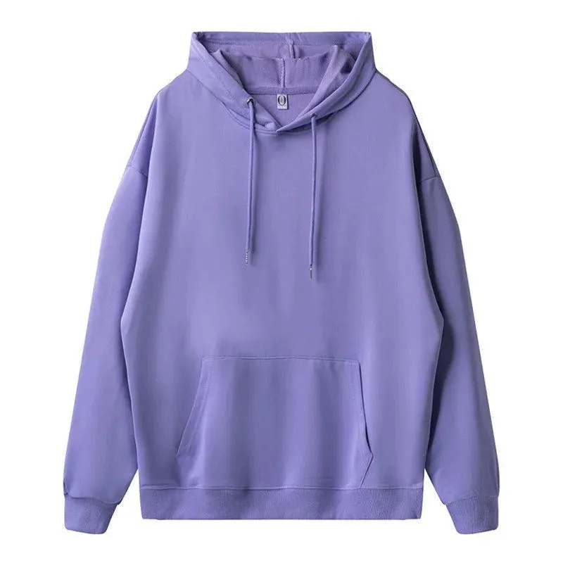 Ladies Solid Color Drawstring Hood Hoodie SKT4722