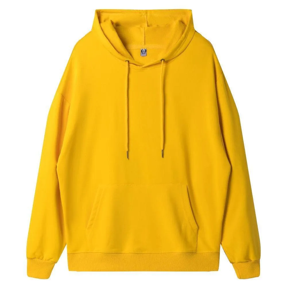 Ladies Solid Color Drawstring Hood Hoodie SKT4722