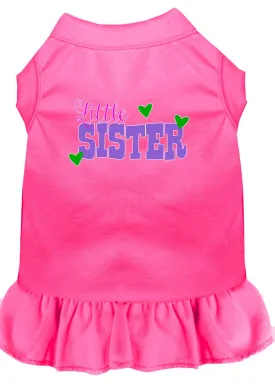 Little Sister Screen Print Dog Dress Bright Pink Sm