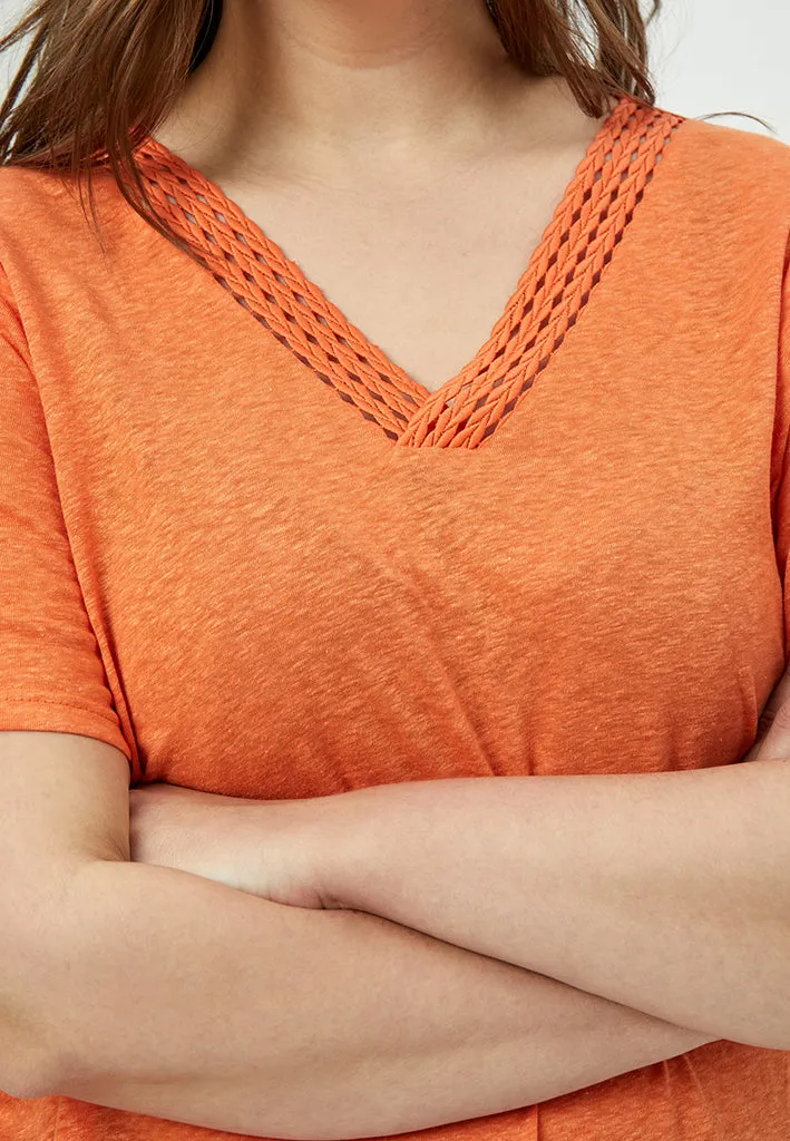 Marina Crochet T-Shirt Curve - Firecracker