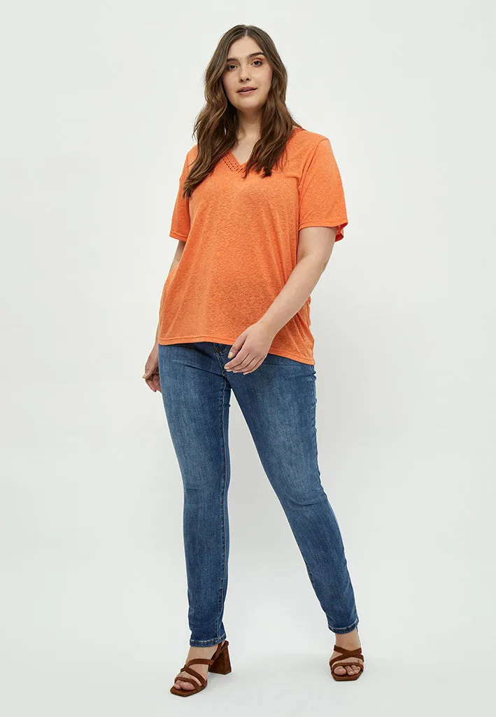 Marina Crochet T-Shirt Curve - Firecracker