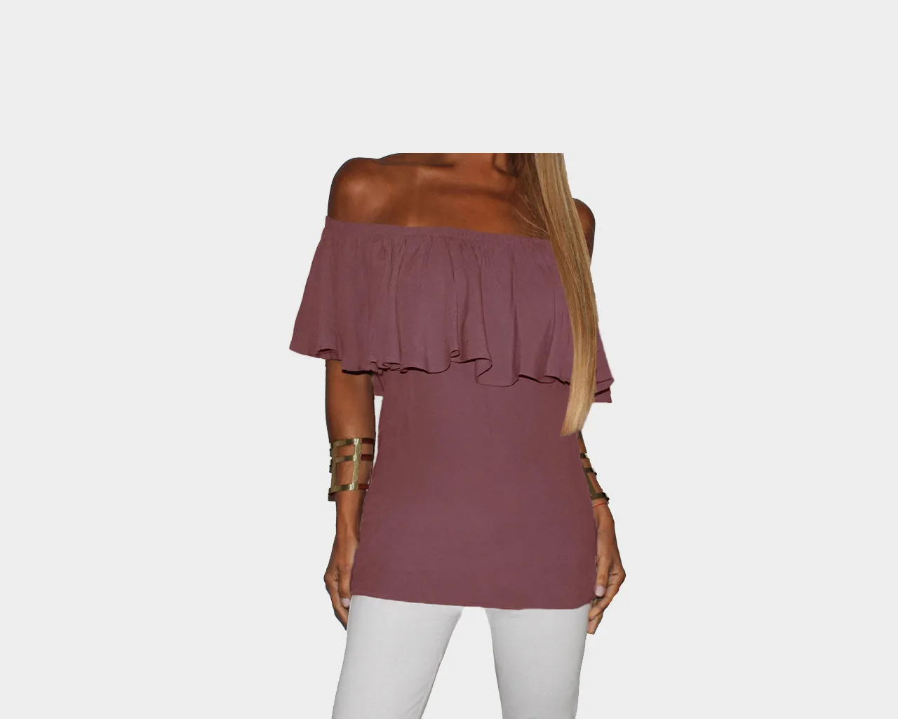 Mauve Ruffle Off Shoulder Top - The Monaco