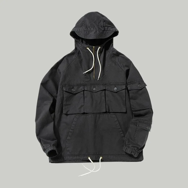 Men American Solid Color Long-Sleeved Hoodie