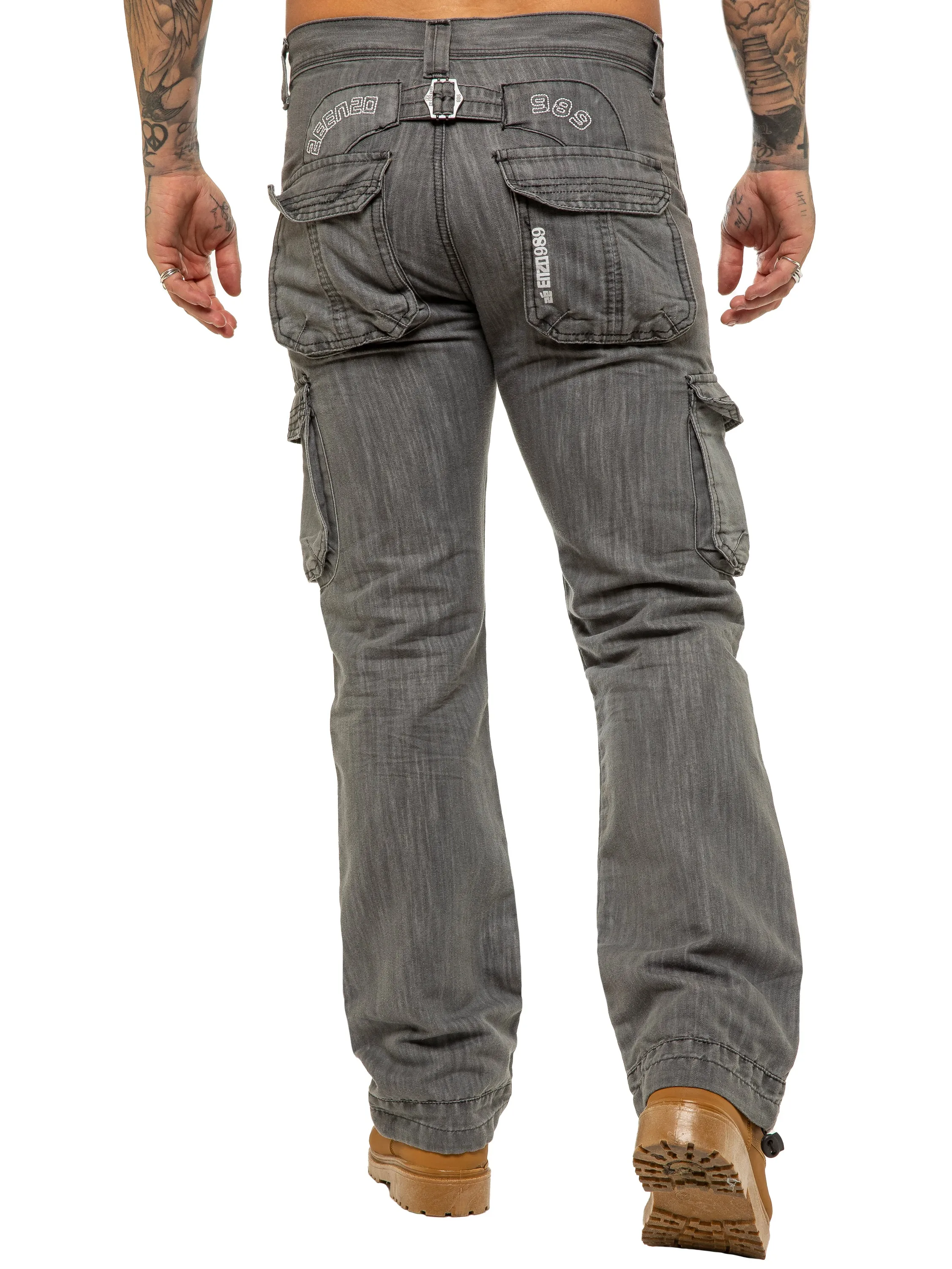 Mens Black Combat Denim Jeans | Enzo Designer Menswear
