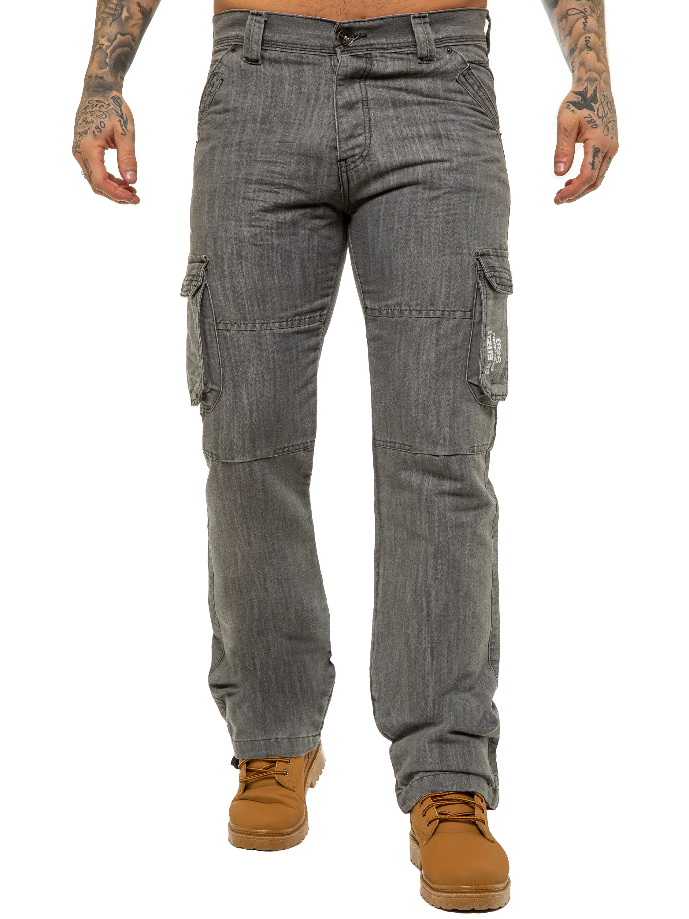Mens Black Combat Denim Jeans | Enzo Designer Menswear