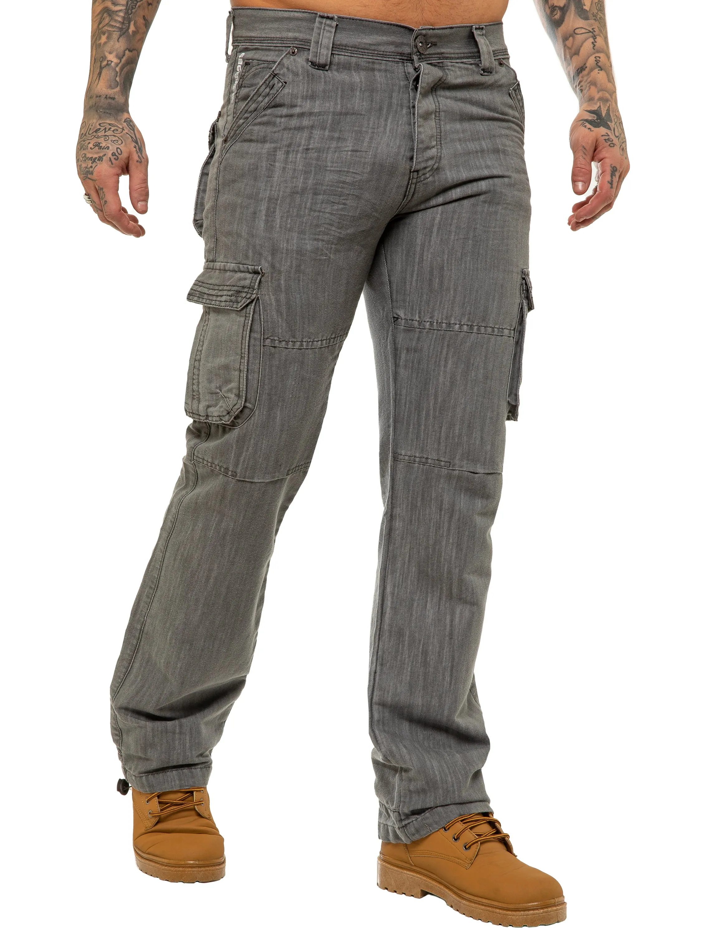 Mens Black Combat Denim Jeans | Enzo Designer Menswear