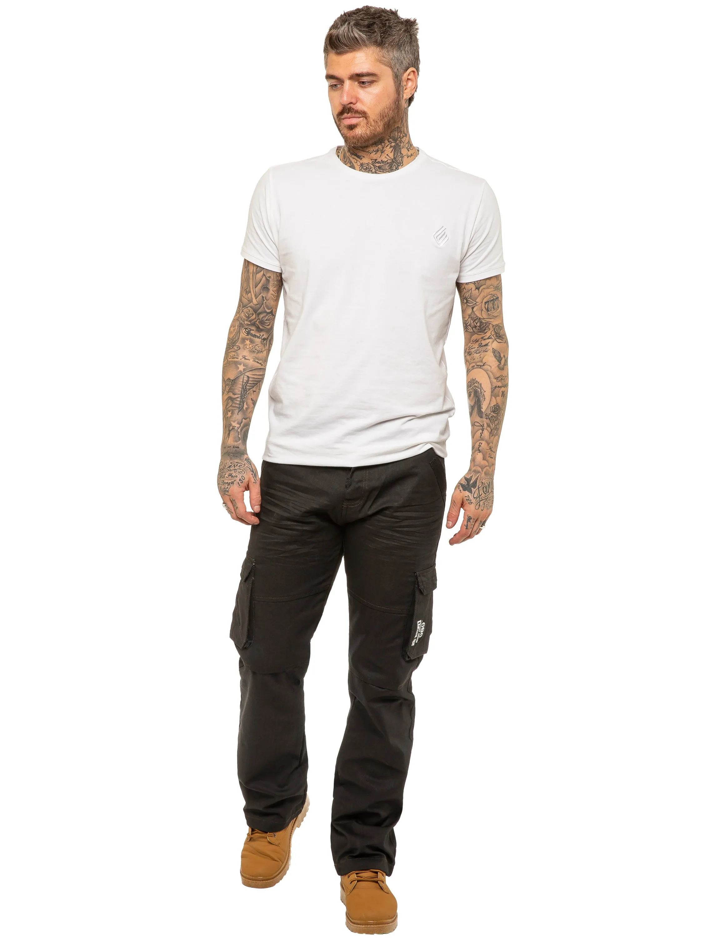 Mens Black Combat Denim Jeans | Enzo Designer Menswear