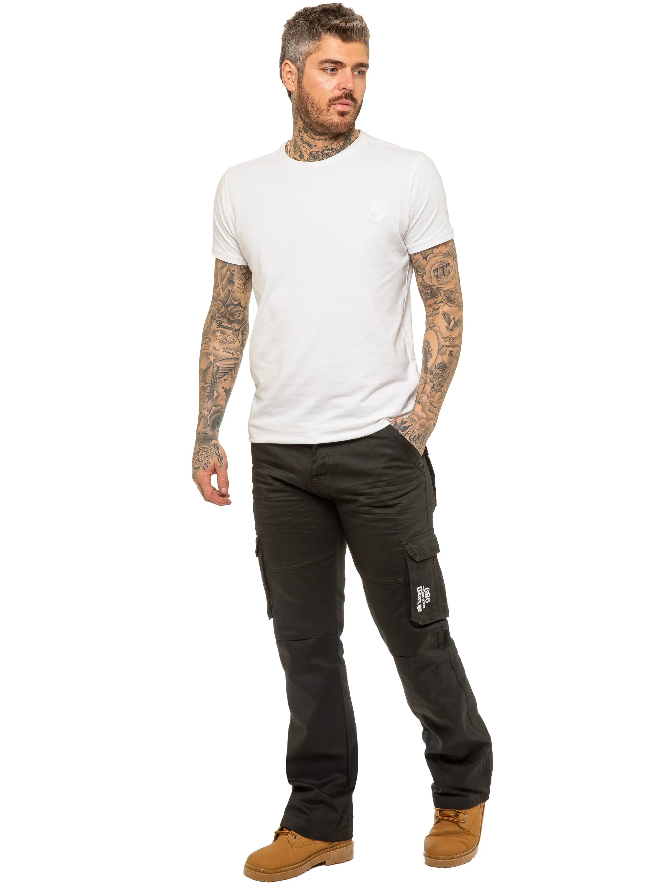 Mens Black Combat Denim Jeans | Enzo Designer Menswear