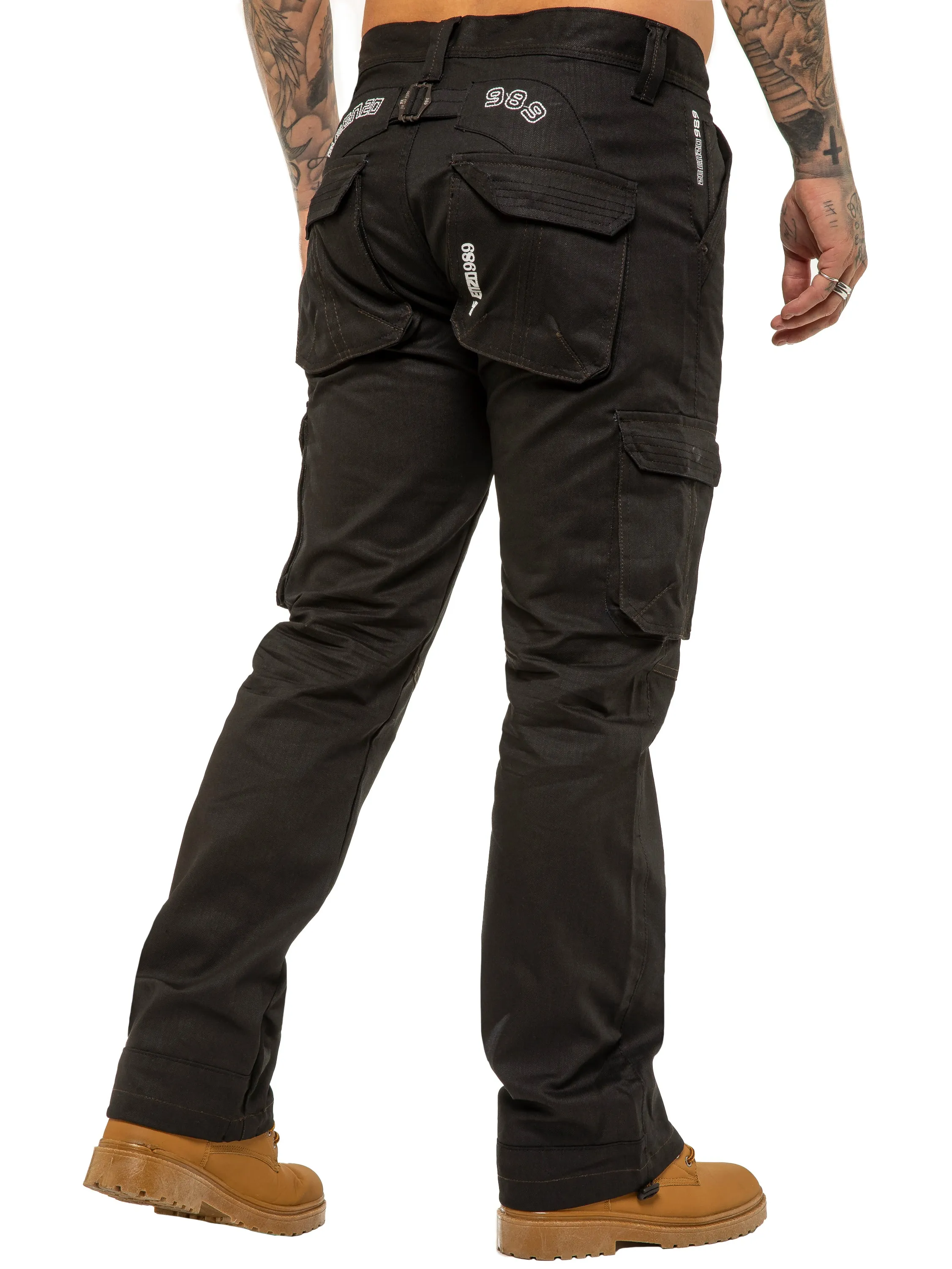 Mens Black Combat Denim Jeans | Enzo Designer Menswear