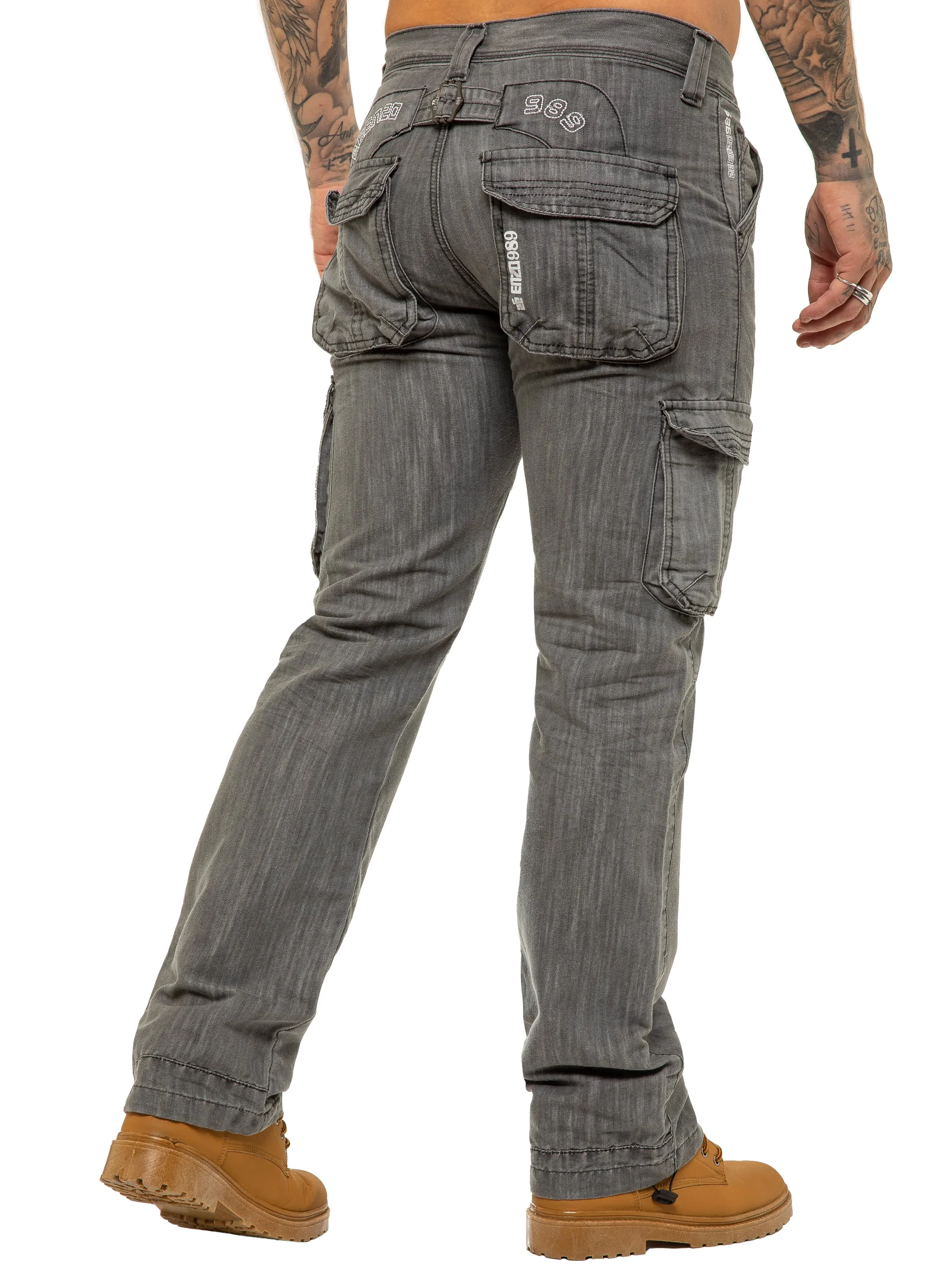 Mens Black Combat Denim Jeans | Enzo Designer Menswear