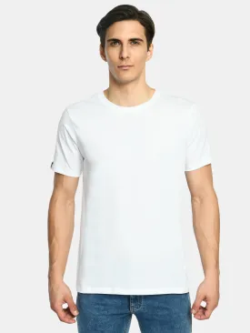 Men's Casual Pearl White Round Neck T-Shirt
