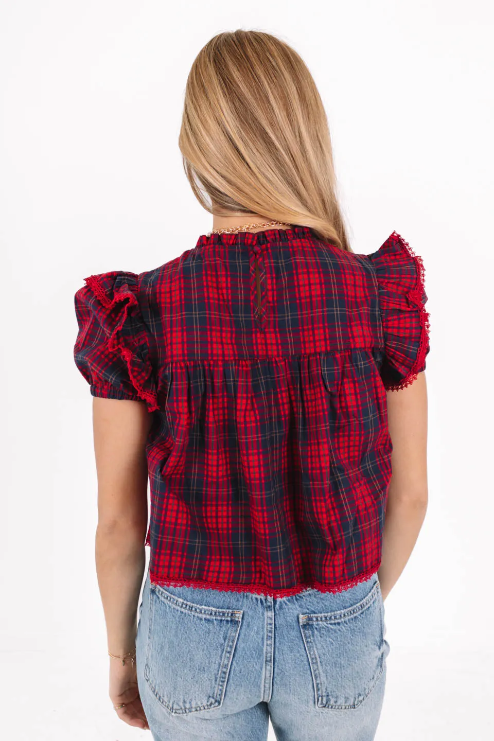 Mistletoe Magic Top - Red Plaid