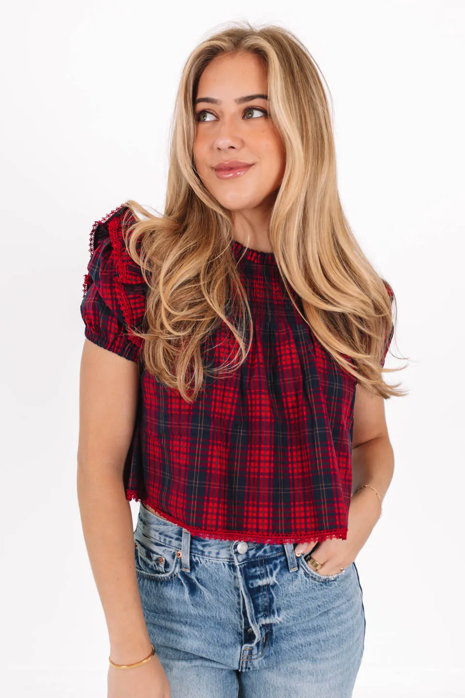 Mistletoe Magic Top - Red Plaid
