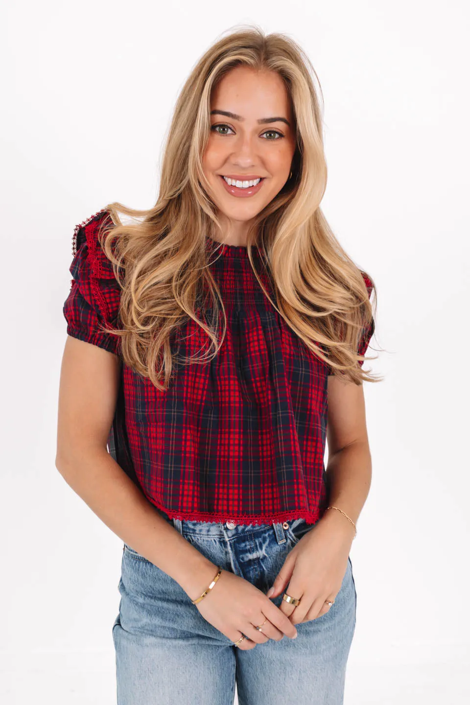 Mistletoe Magic Top - Red Plaid